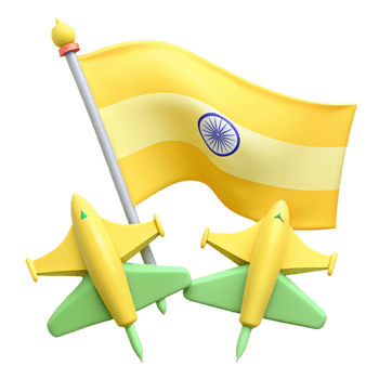 Yellow Flag with Wheel Symbol and Toy Planes png