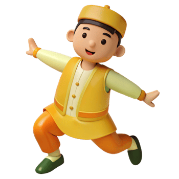Cheerful 3D Cartoon Boy in Yellow Outfit png
