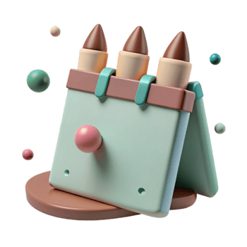3D Rendered Crayon Stand with Colorful Balls png