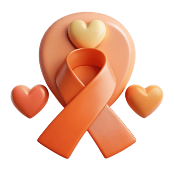 Orange Ribbon and Hearts Symbol of Support and Awareness png