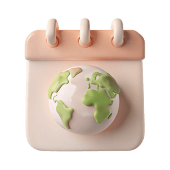 Calendar Icon with Earth Globe Illustration png