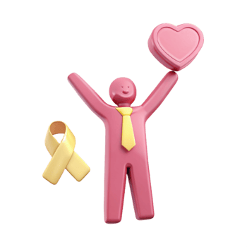Happy Stick Figure Holding Heart and Yellow Ribbon png