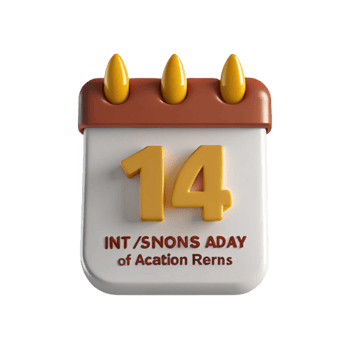 3D Calendar Icon with the Number 14 png