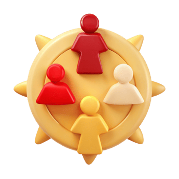3D Illustration of People Connecting in a Circle png