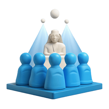3D Illustration of People Gathered Around a Figure png