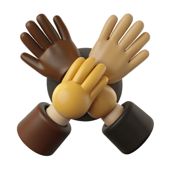 Three Cartoon Hands Holding Up a Circle png
