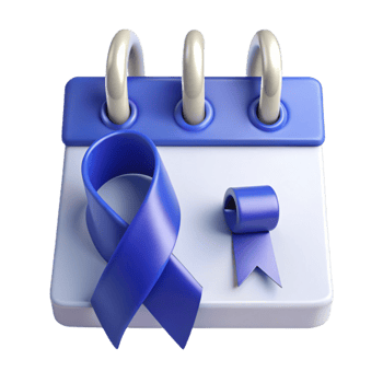 Calendar with Blue Ribbon Reminder of Awareness and Support png