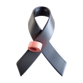 Gray Ribbon with Pink Circle Symbol of Support and Awareness png