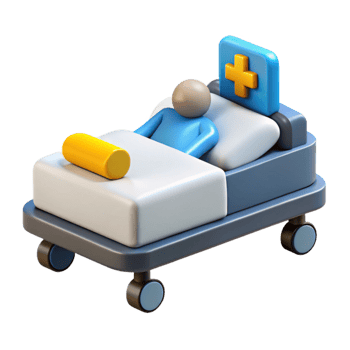 3D Illustration of Patient in Hospital Bed png