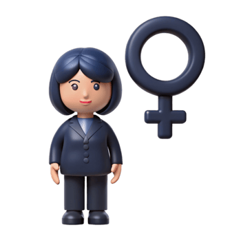 3D Female Businesswoman with Gender Symbol png