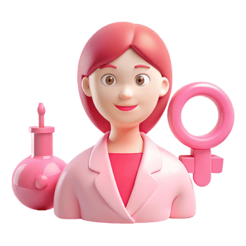 Female Scientist with Lab Equipment and Gender Symbol png