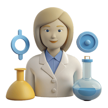 3D Female Scientist Character with Lab Equipment png
