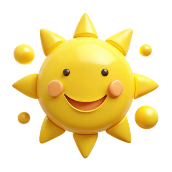 Smiling 3D Sun Illustration png