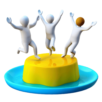 Three Jumping Figures on a Yellow Platform png