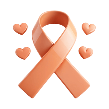 Orange Awareness Ribbon with Hearts png