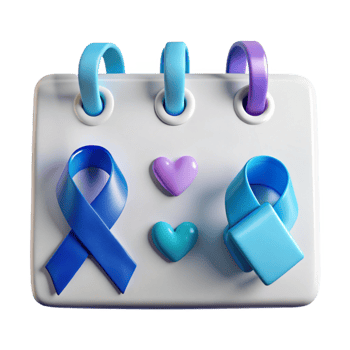 Blue Ribbon and Hearts on White Calendar png