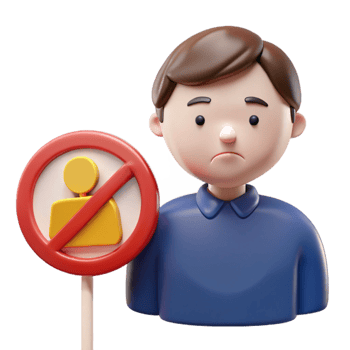 Sad 3D Character with No Entry Sign png