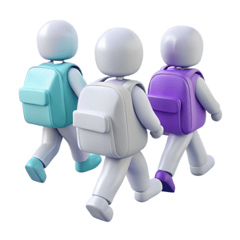 Three Students Walking with Backpacks png