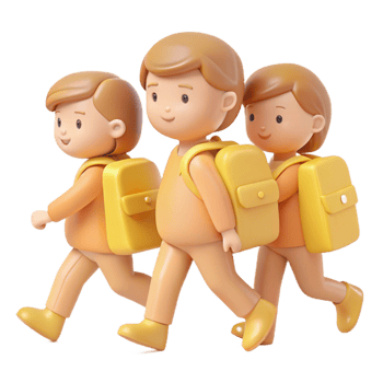Three Children Walking With Backpacks png