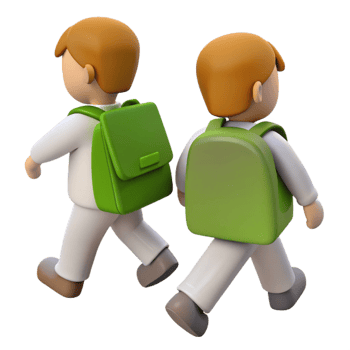 3D Cartoon Illustration of Two Kids with Backpacks Walking png