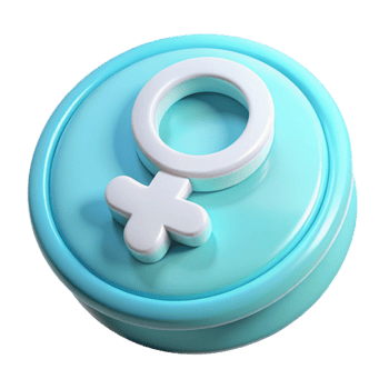 3D Render of Female Gender Symbol on Blue Button png