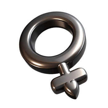 Shiny Silver Female Symbol A Close-Up View png