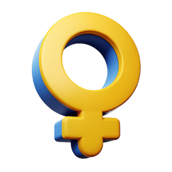 3D Rendered Female Symbol Yellow and Blue png