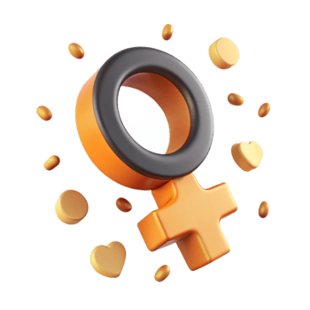 3D Female Symbol with Hearts and Circles png