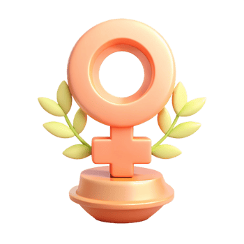 Female Symbol with Laurel Wreath 3D Render png