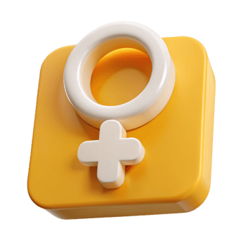 3D Rendered Female Symbol on Yellow Square png