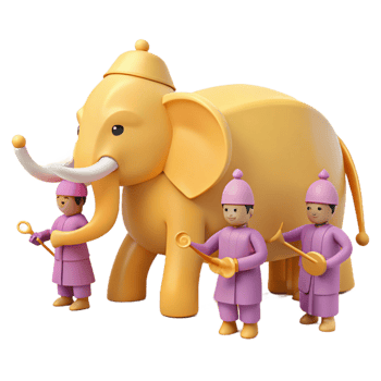 Elephant and Three Musicians Cartoon Illustration png