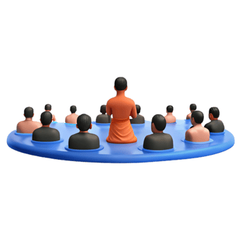 Monk Leading a Group Meditation in a Circle png