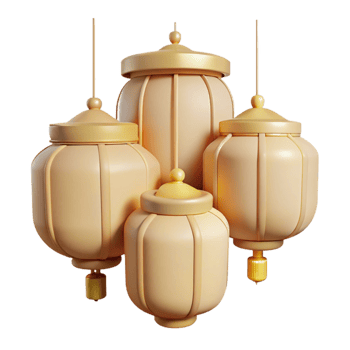 Golden Lanterns with Hanging Tassels png