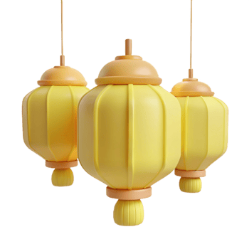 Yellow Hanging Lanterns with Orange Details png