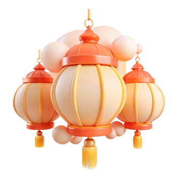 3D Rendered Festive Lanterns with Tassels png