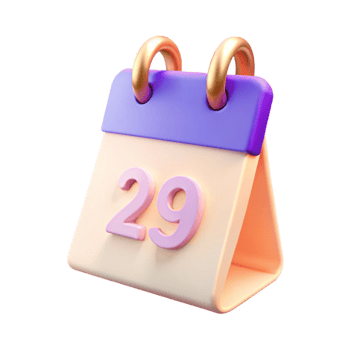 3D Calendar Icon with Date 29 png