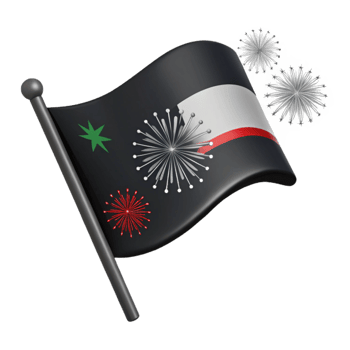 Black Flag with Red and White Accents and Fireworks png