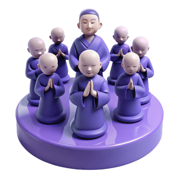 3D Render of Monks Praying in Circle png
