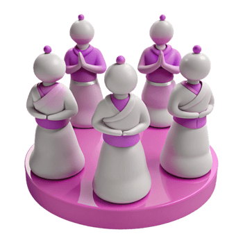 3D Illustration of Five Figures in Praying Posture png