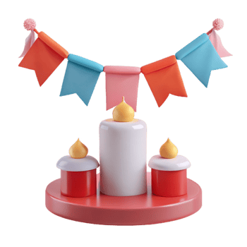 Celebration Candles and Party Flags png