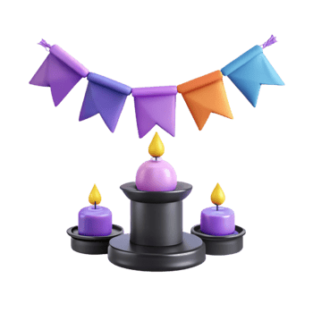 Purple Candles with Festive Bunting png