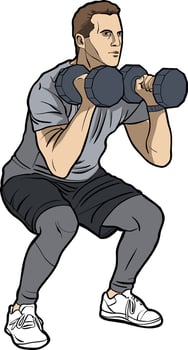 Athlete Performing Dumbbell Squat Exercise vector