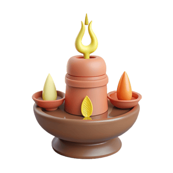 3D Render of a Traditional Diya with Flame png