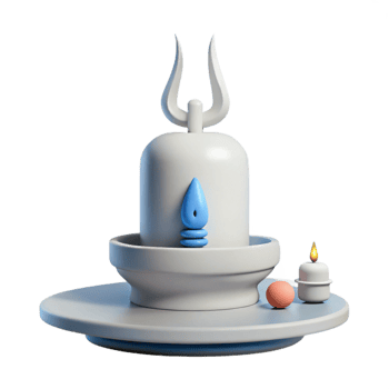 3D Render of a White Lingam with a Blue Water Drop Symbol and a Candle png