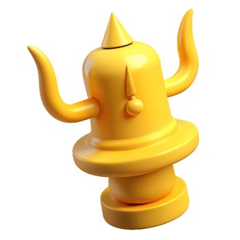 3D Render of a Yellow Abstract Figurine with a Spiked Top and Two Arms png