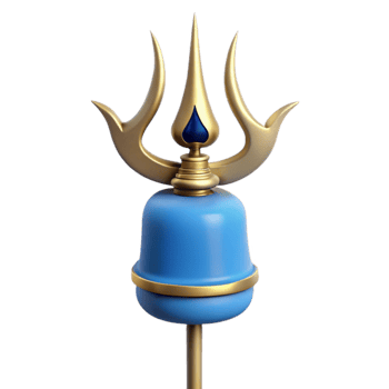 3D Render of a Golden Trishula with a Blue Base png