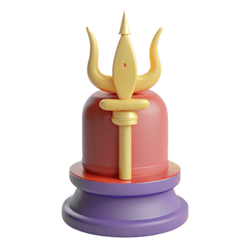3D Render of a Golden Trident on a Red and Purple Base png