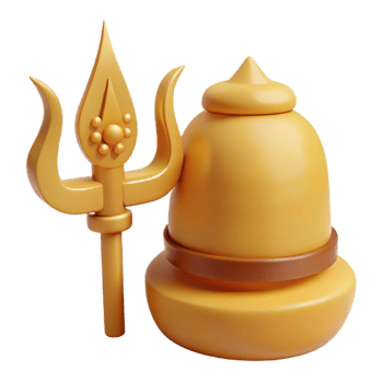 Golden Trishul and Lingam 3D Render png