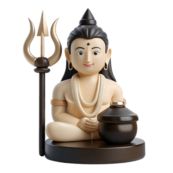 3D Render of Hindu Deity Sitting with Trishul and Pot png