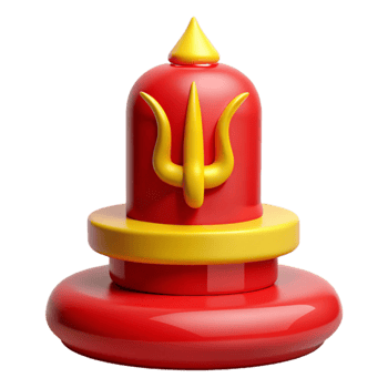 3D Rendered Red and Yellow Shiva Lingam with Trident png